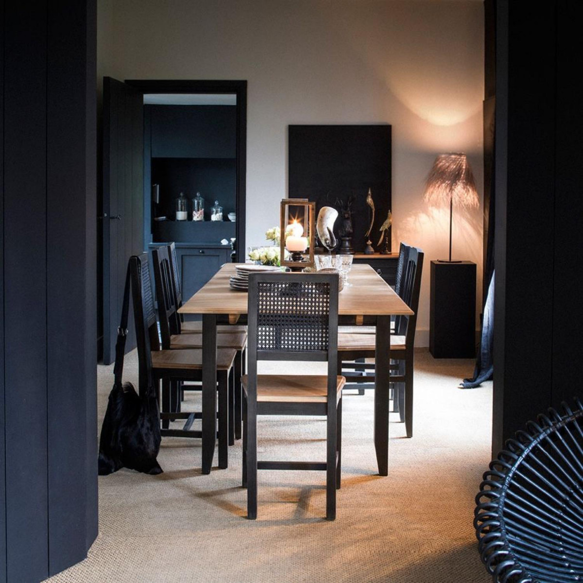 Table rectangulaire extensible - ESQUISSE noir, INTERIOR'S