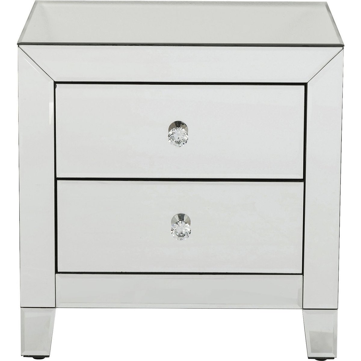 Chevet 2 tiroirs en verre miroir, LUXURY argent, KARE DESIGN