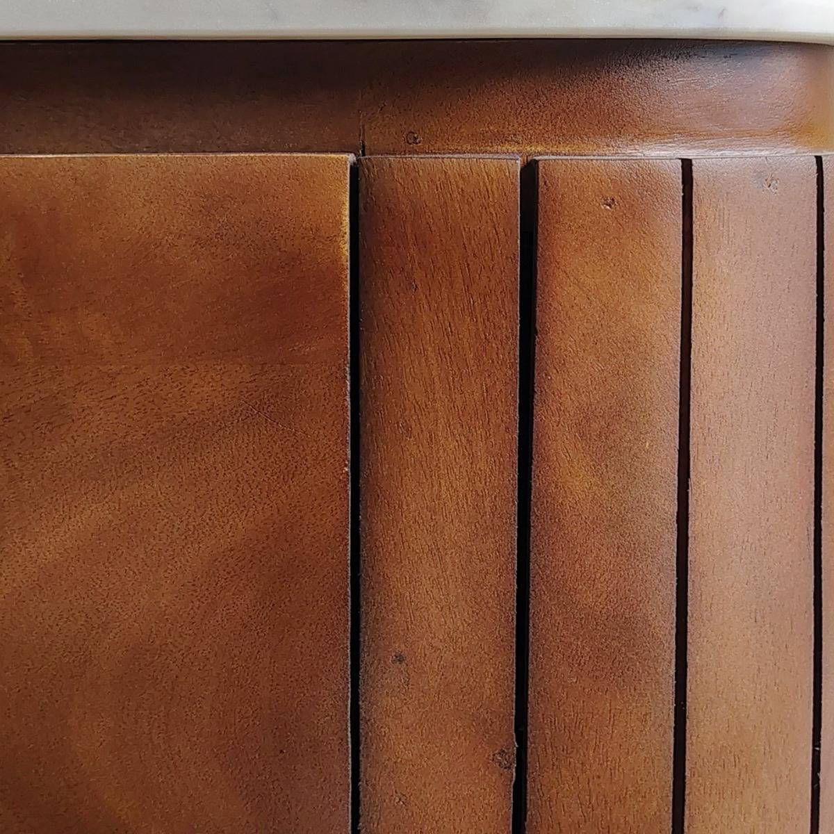 Table basse carrée en bois de manguier et marbre SIENNE bois foncé, MADE IN MEUBLES 