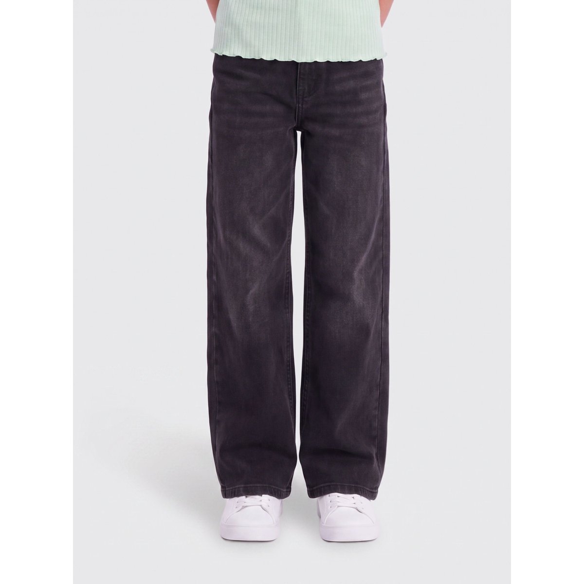 Jean À Jambe Large black denim 1, KIDS ONLY