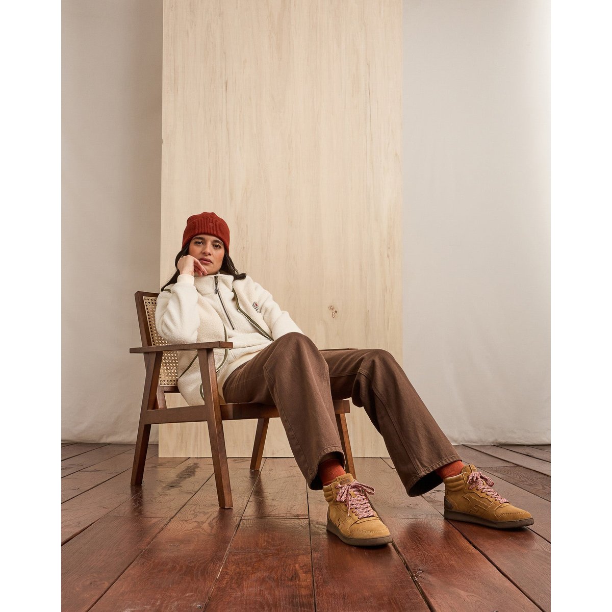 Baskets cuir HAZEL MID camel, FAGUO