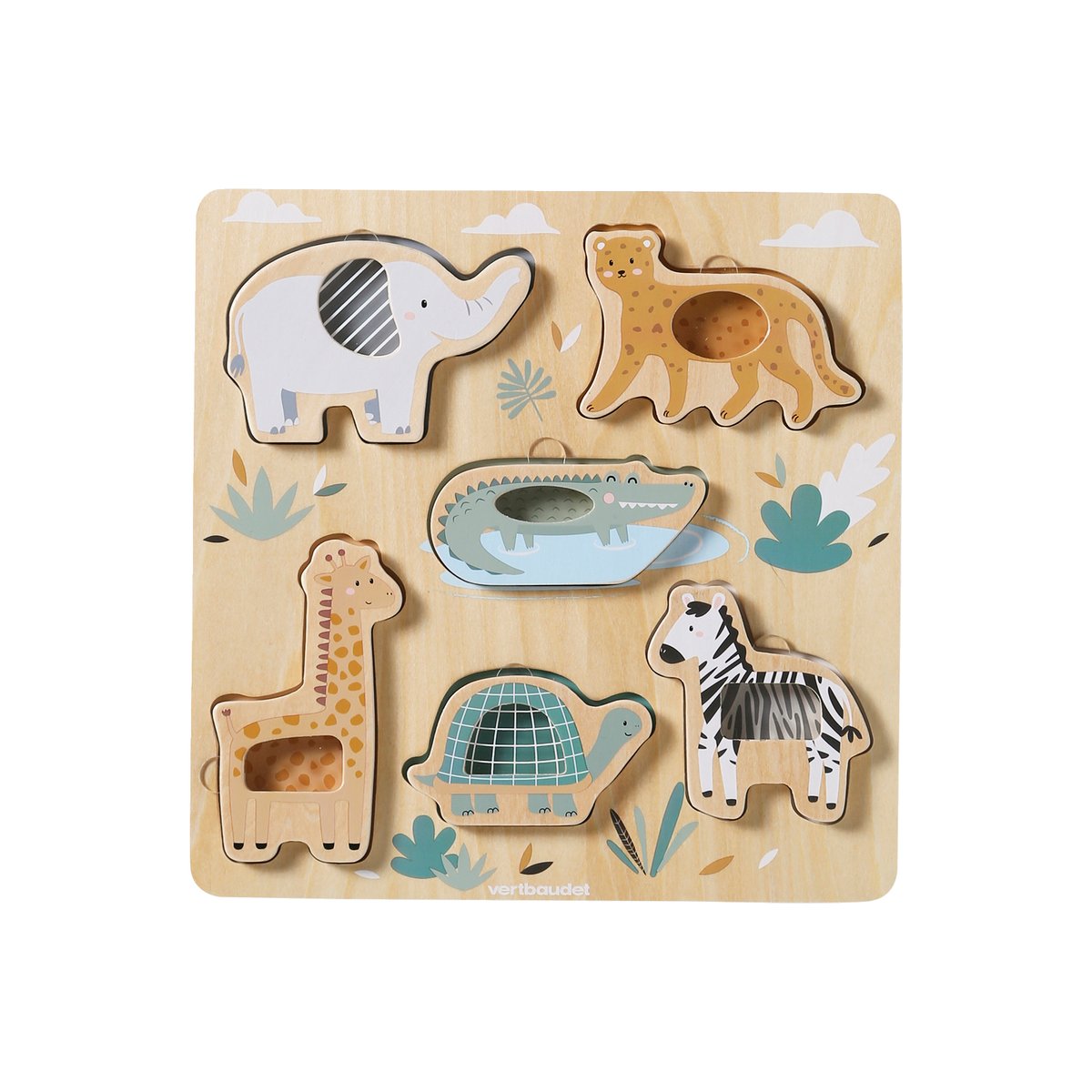 Puzzle Tanzanie 2 en 1 en bois FSC® vert, VERTBAUDET