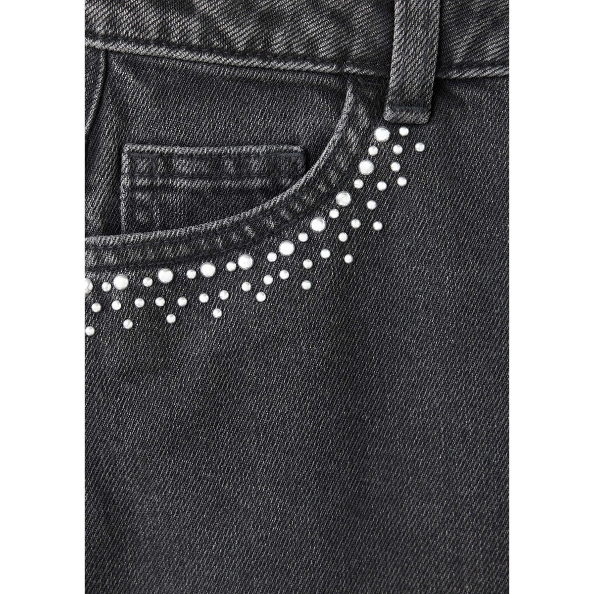 Jupe en jean ornée de strass black denim, MANGO KIDS