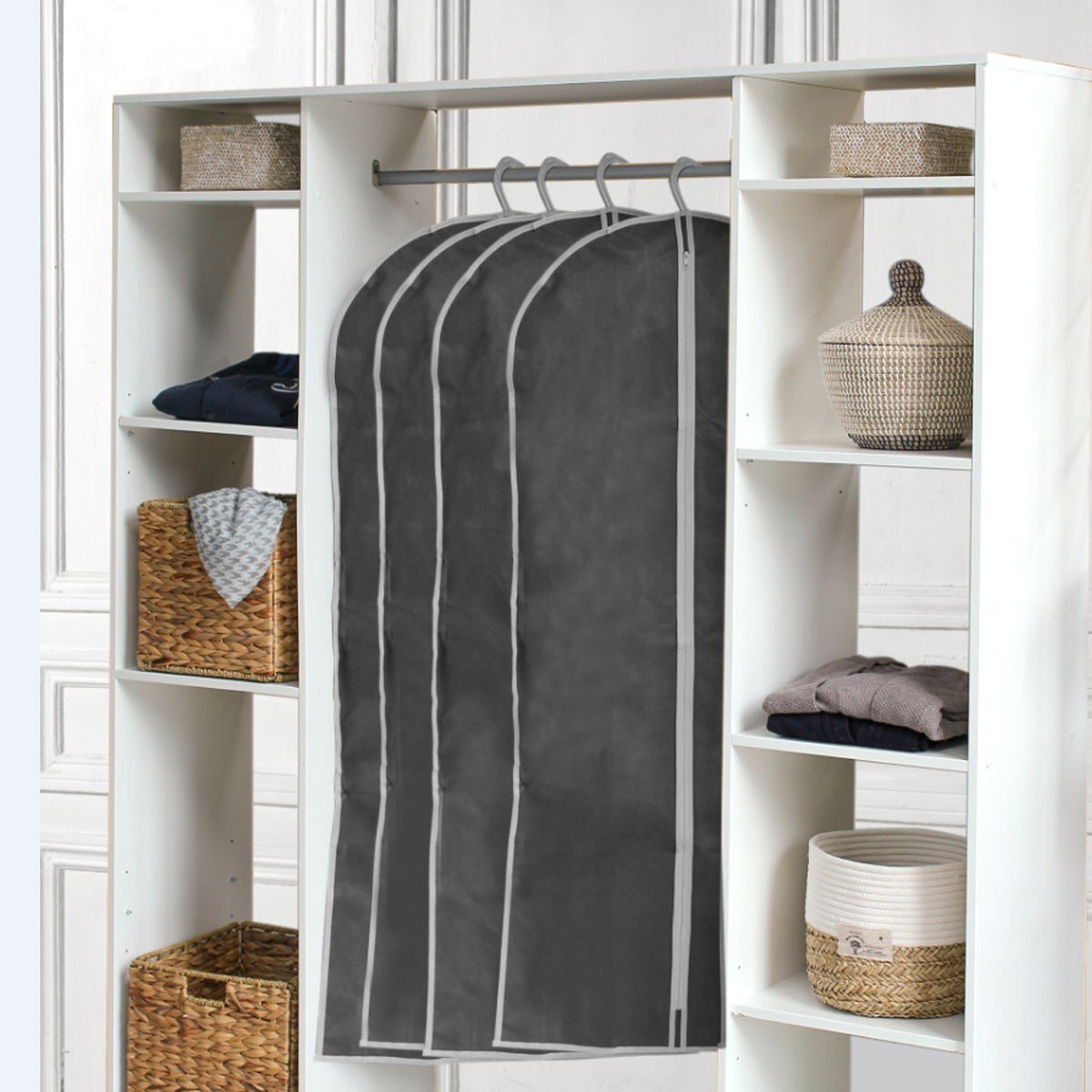 Housse en intissé pour vêtements longs gris anthracite, CALICOSY