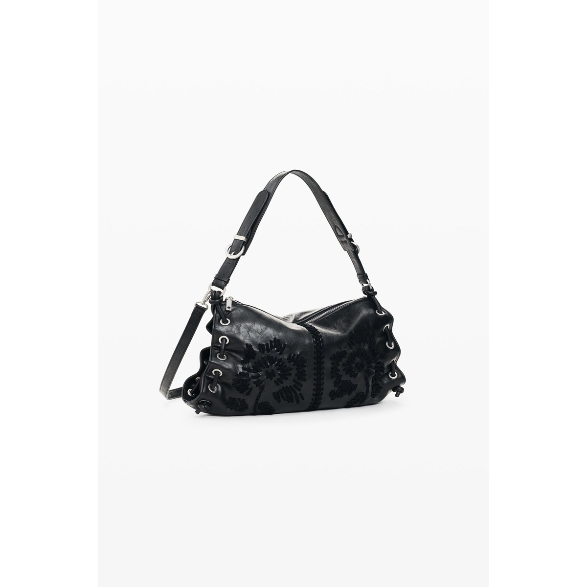 Sac brodé moyen noir, DESIGUAL
