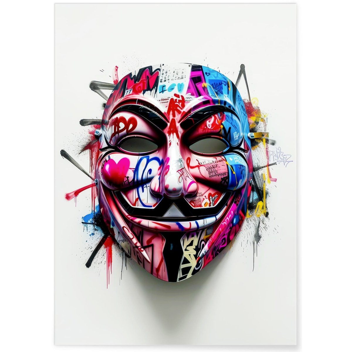 Affiche Masque Graffiti Pop Art blanc, L'AFFICHERIE