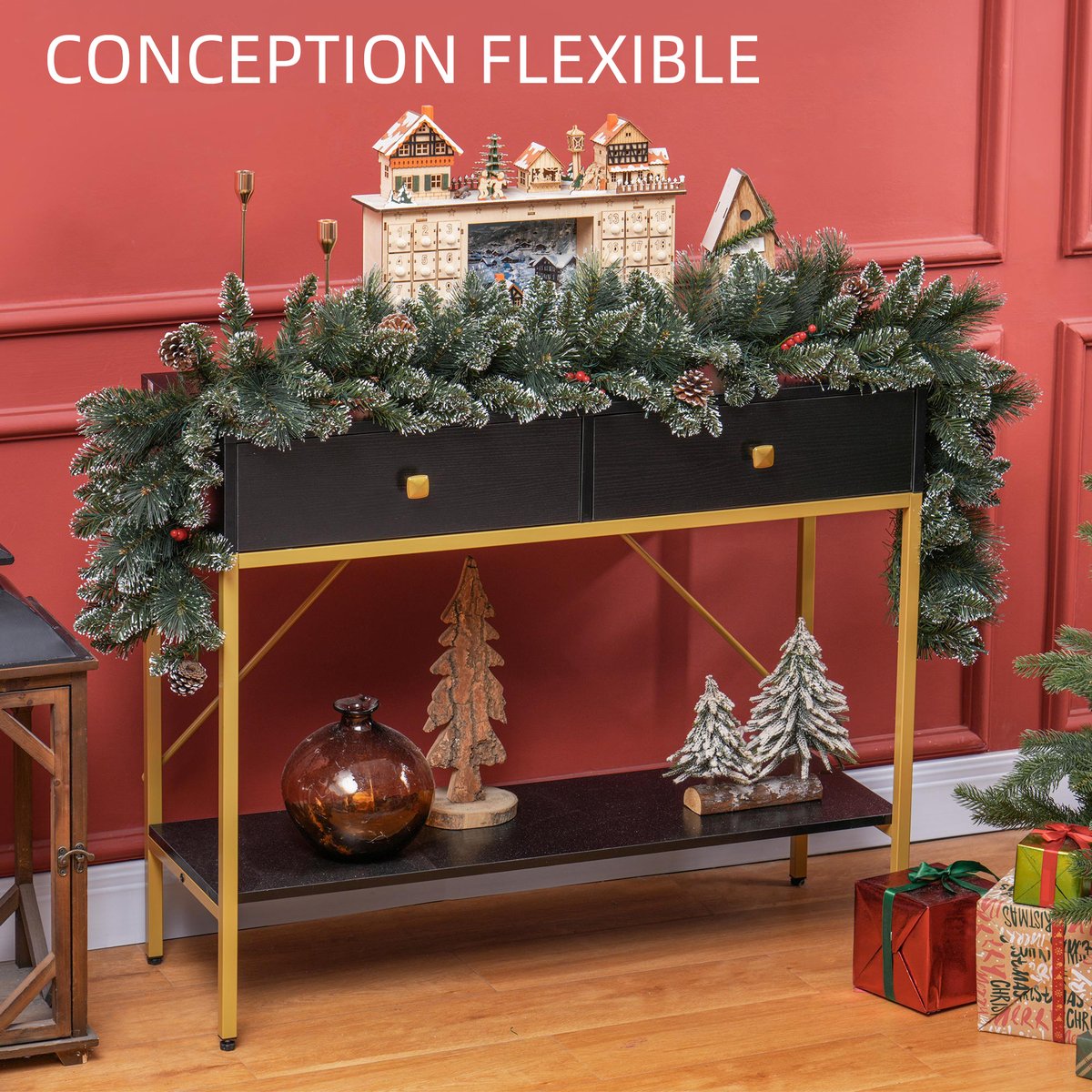 Guirlande de Noël Plastique Vert vert, HOMCOM