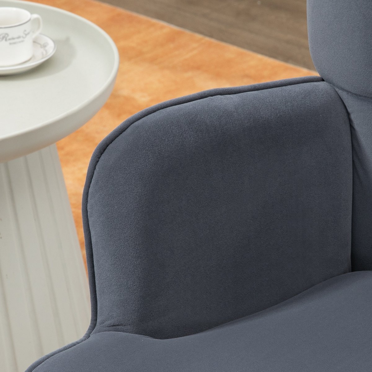 Fauteuil d'appoint avec repose-pieds Velours gris foncé, pieds dorés, HOMCOM