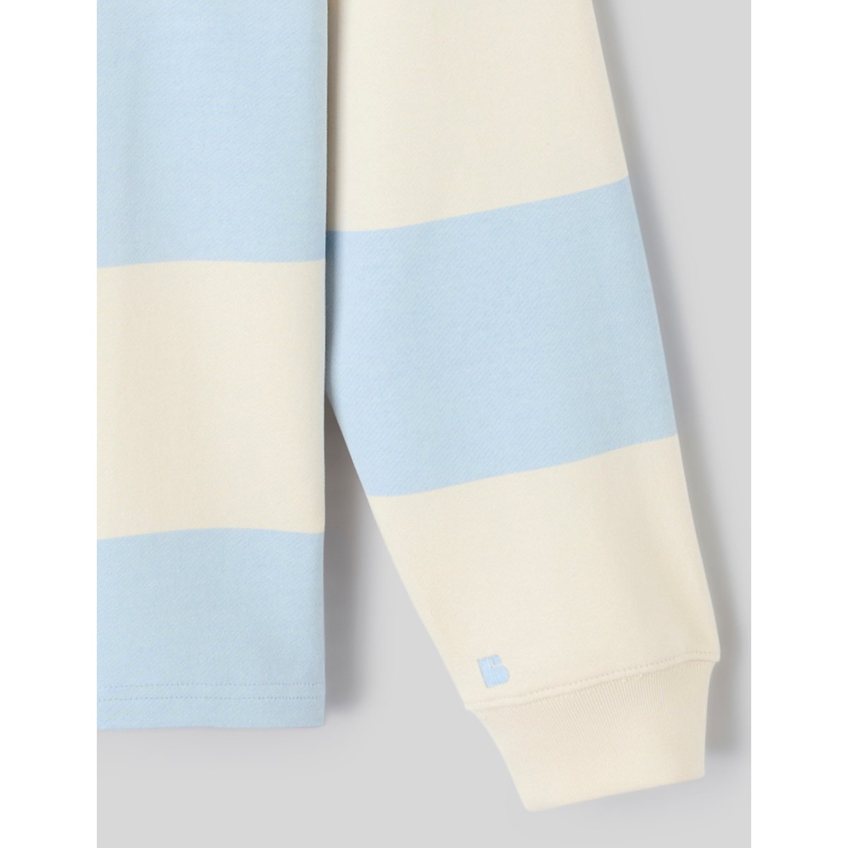 Sweat col polo à rayures bleu clair, BZB