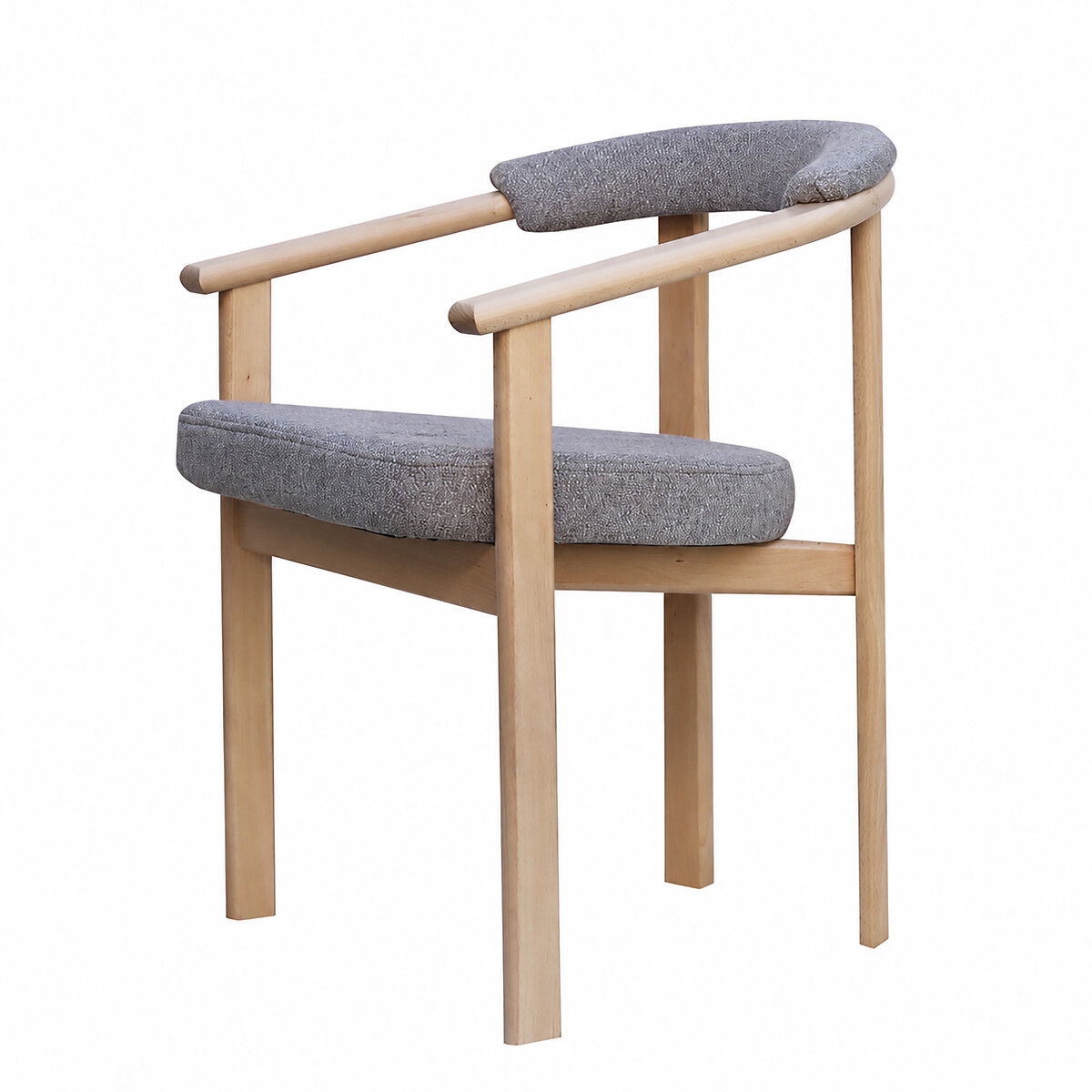 Chaise design en bois massif avec accoudoirs – Assise et dossier rembourrés gris, EUROPE & NATURE
