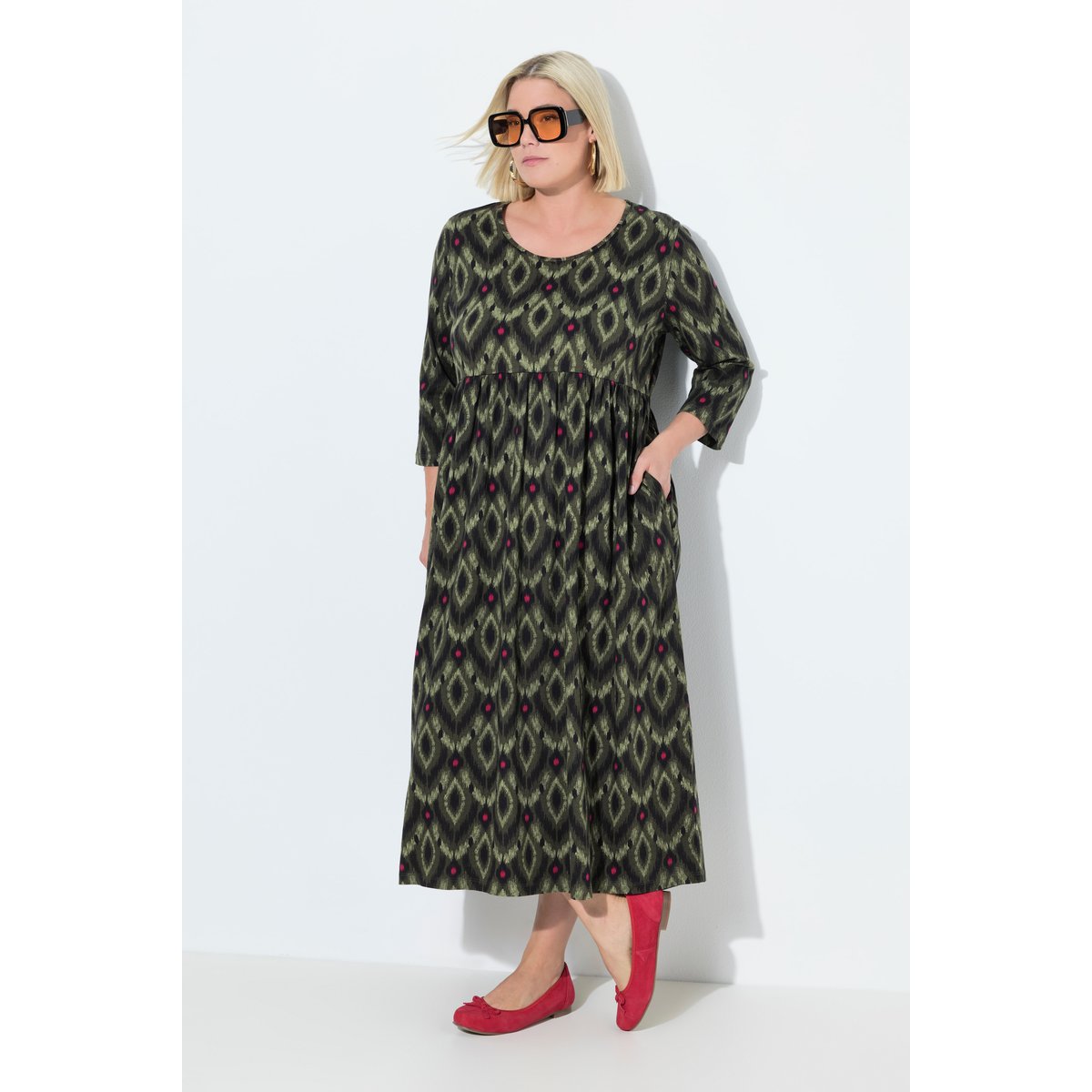 Robe maxi en jersey gris olive, ULLA POPKEN