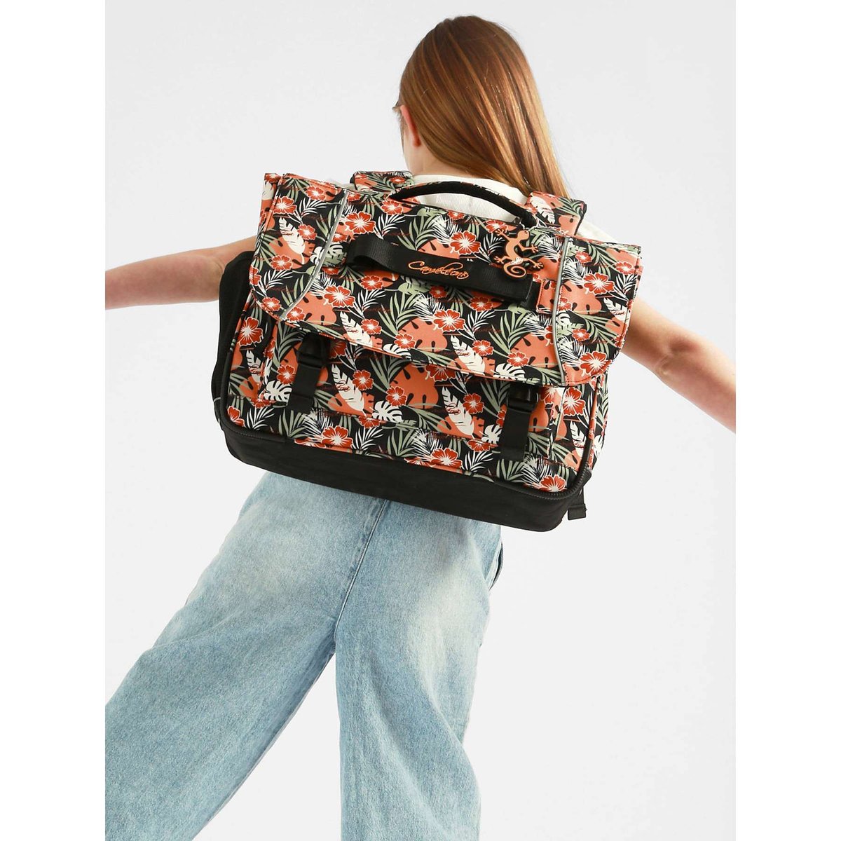 Cartable 3 compartiments coral hibiscus, CAMELEON