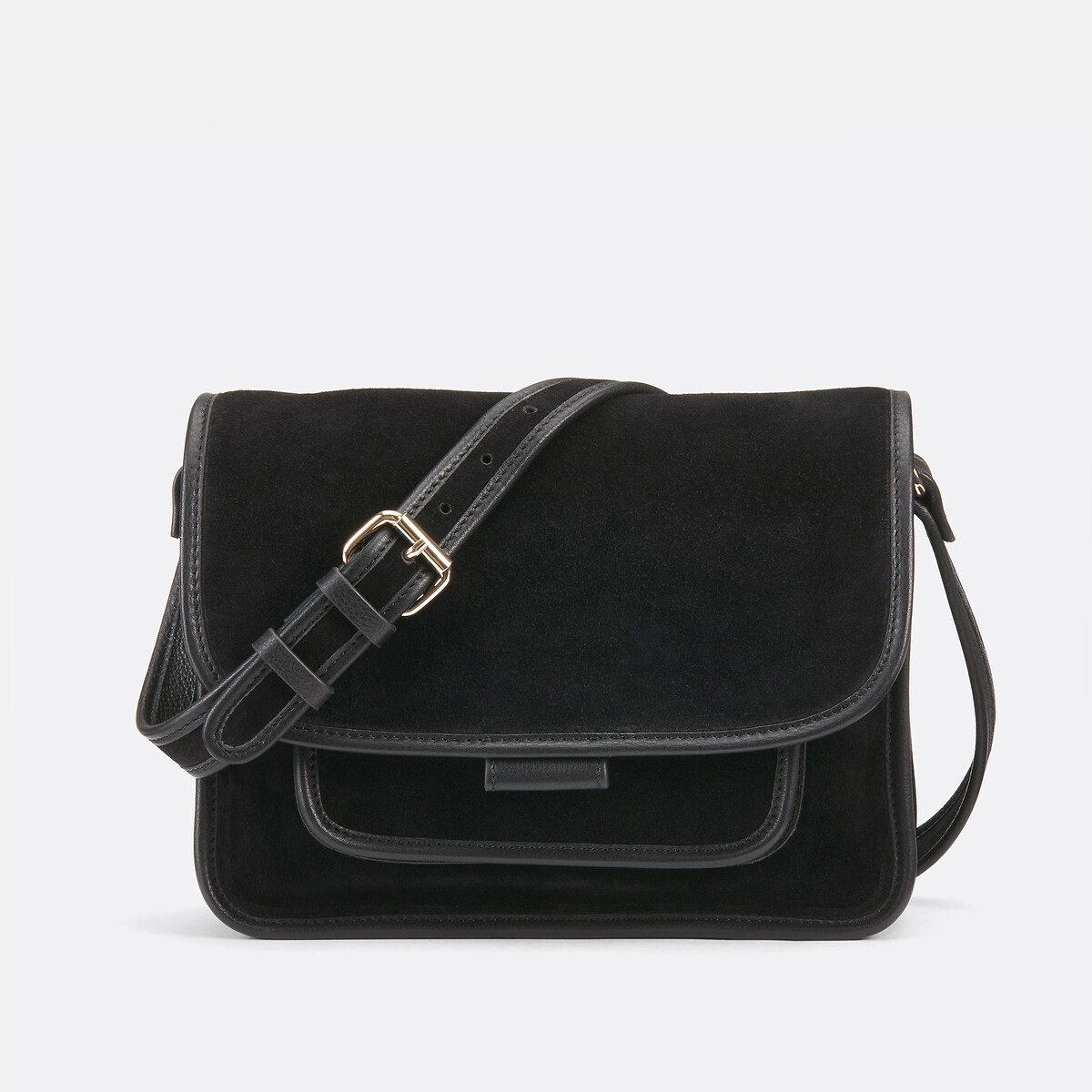 Sac besace en cuir bi-matière Signature FELICIE noir, LA REDOUTE COLLECTIONS