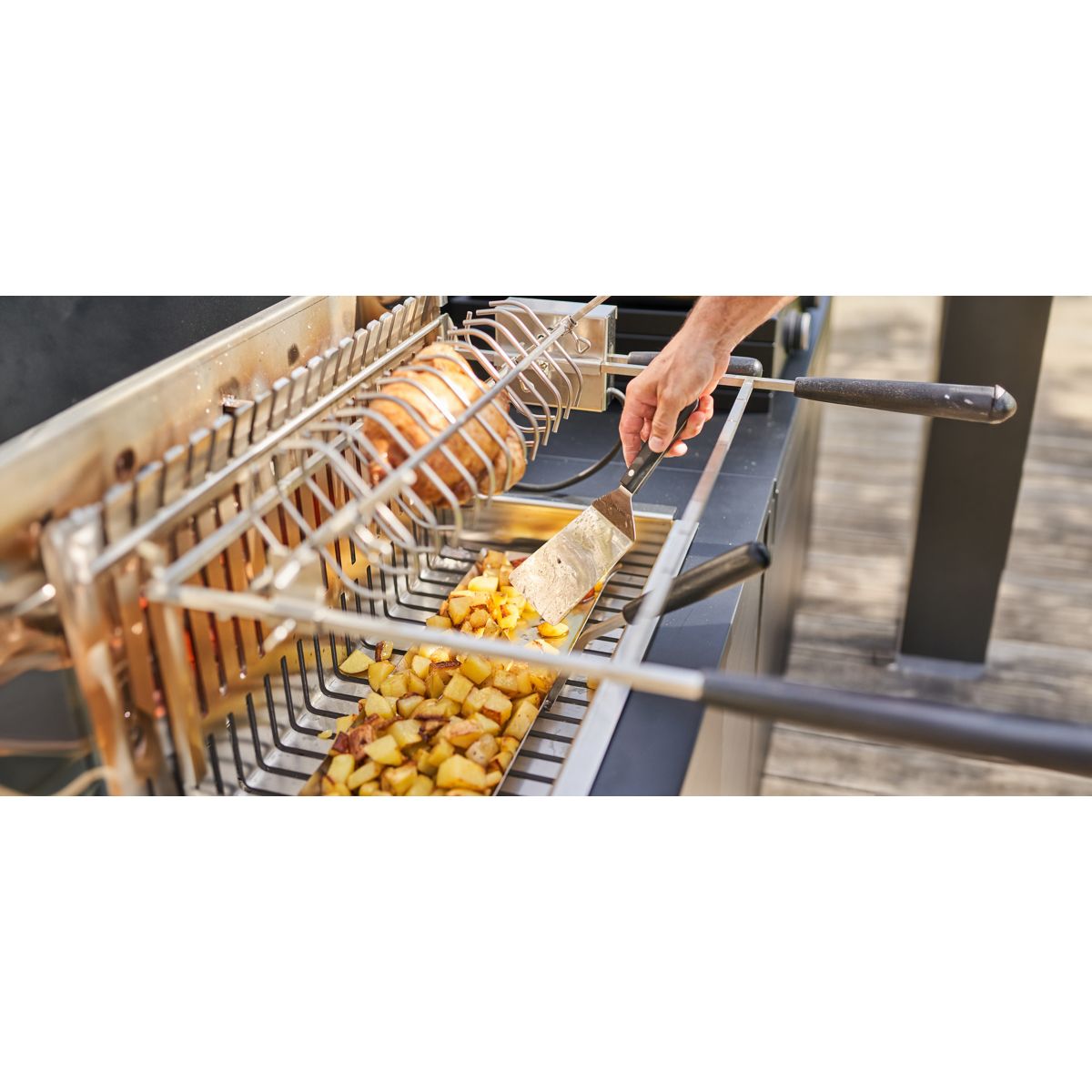 Barbecue charbon 961.66 inox encastrable 57 cm argent, FORGE ADOUR