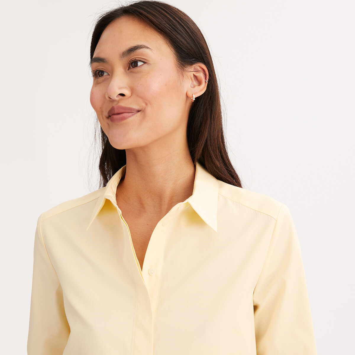 Chemise en coton, manches longues jaune, ANNE WEYBURN