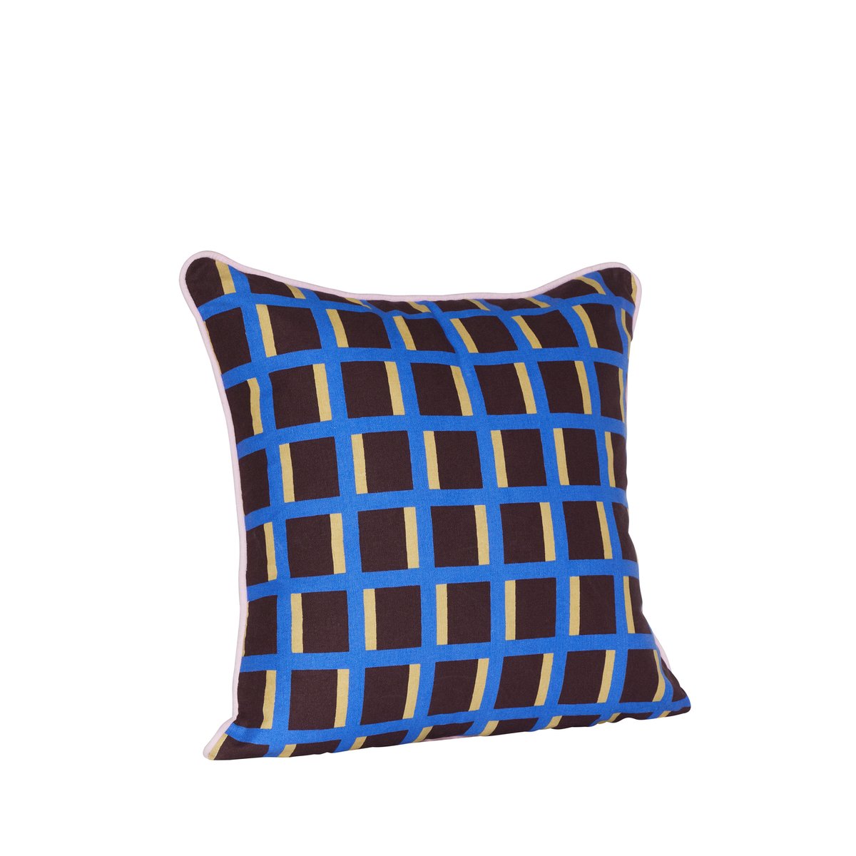 Coussin en coton AGENDA bleu/ multicoloré, HUBSCH