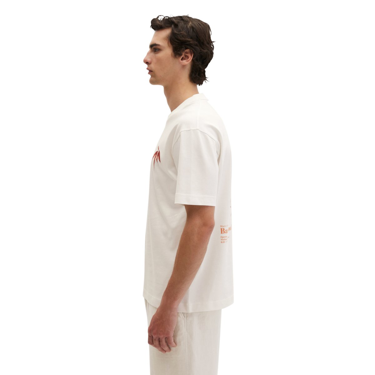 T-shirt relaxed avec imprimé saisonnier au dos blanc naturel, MARC O'POLO