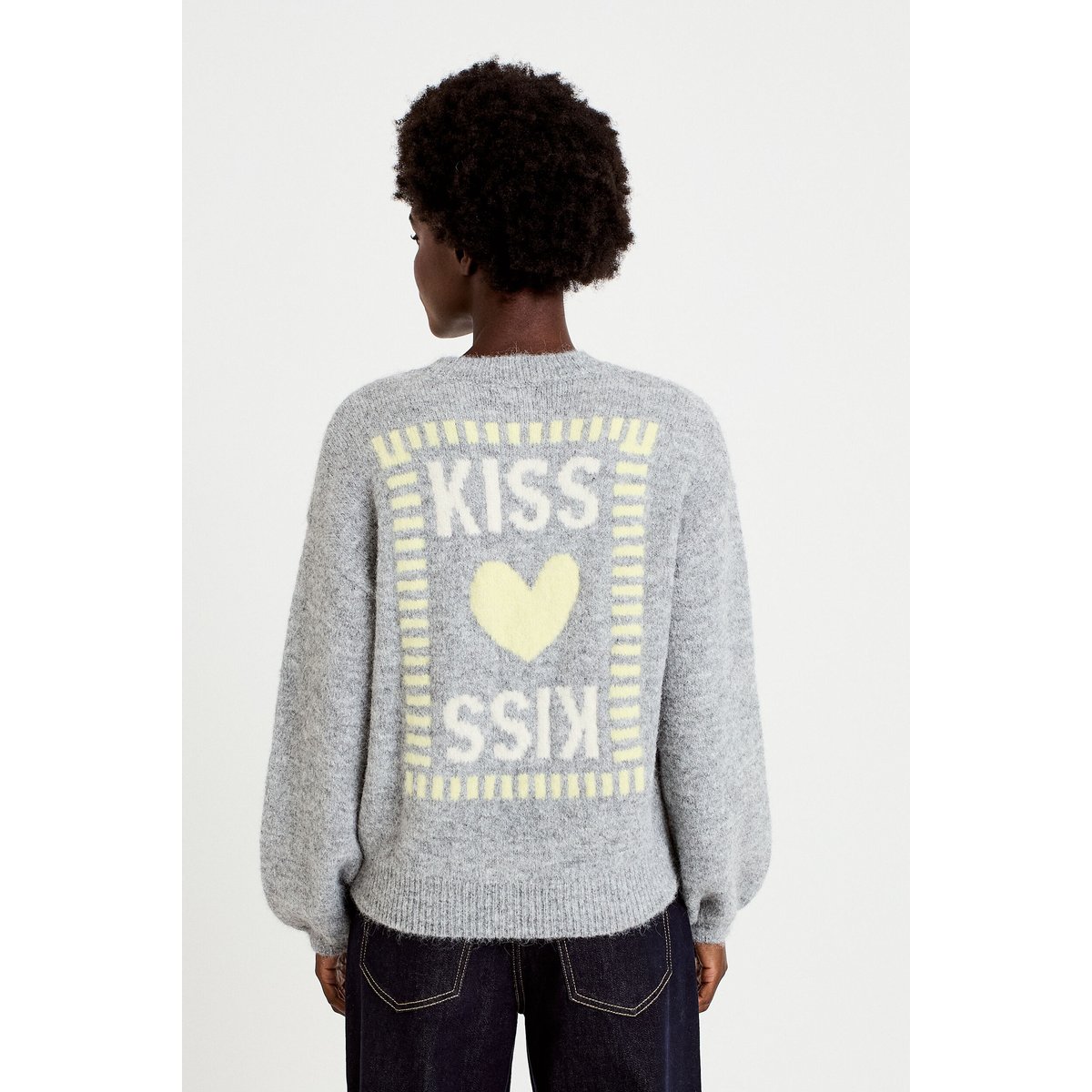 Pull oversize col rond manches longues gris clair, CACHE CACHE