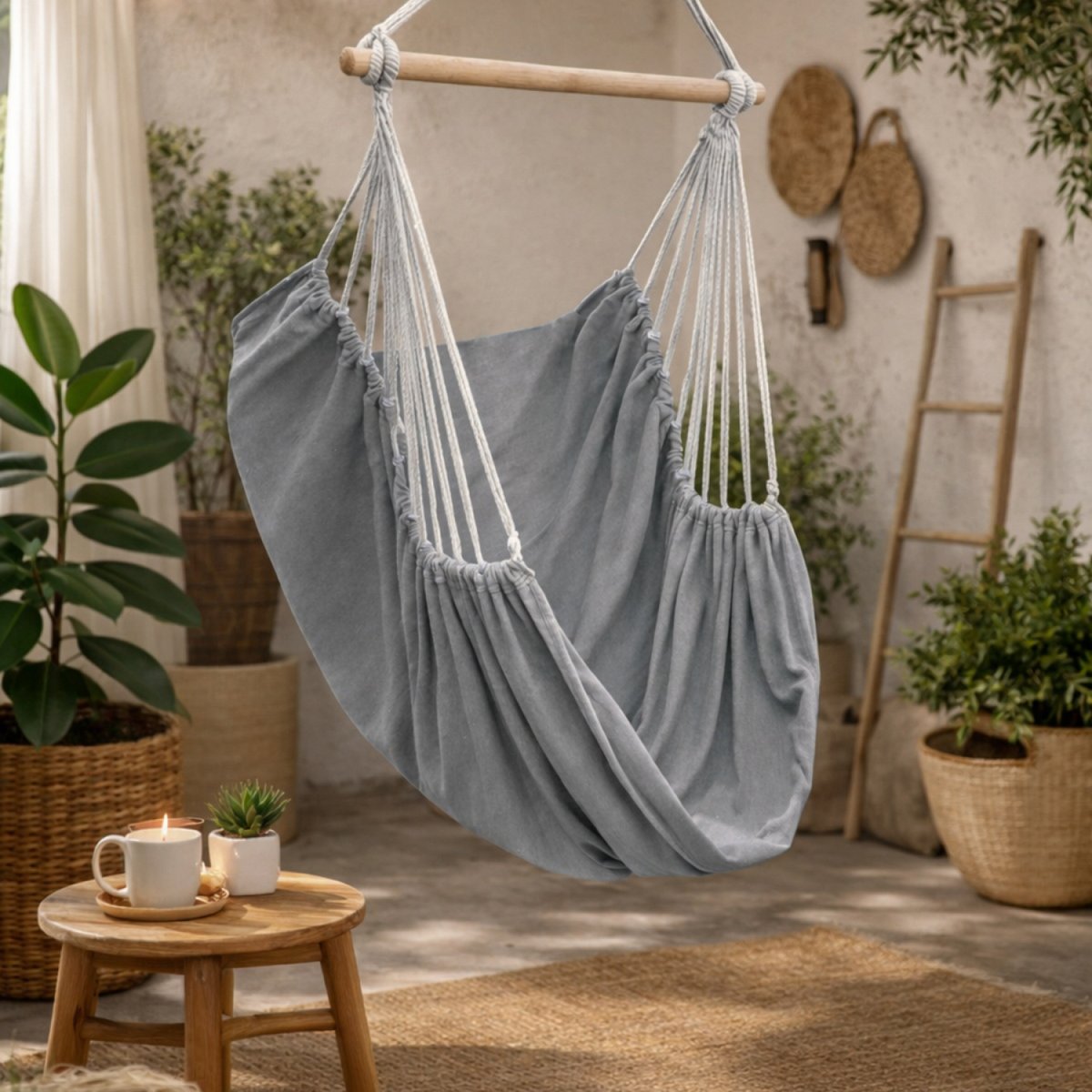 Chaise hamac suspendue gris, LINXOR