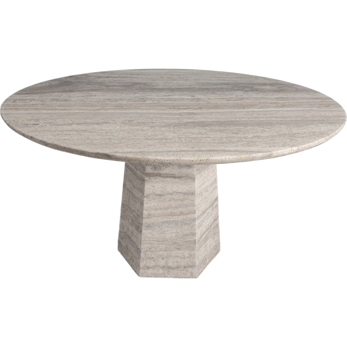 Table à manger ronde en travertin gris travertin, RECOLLECTION