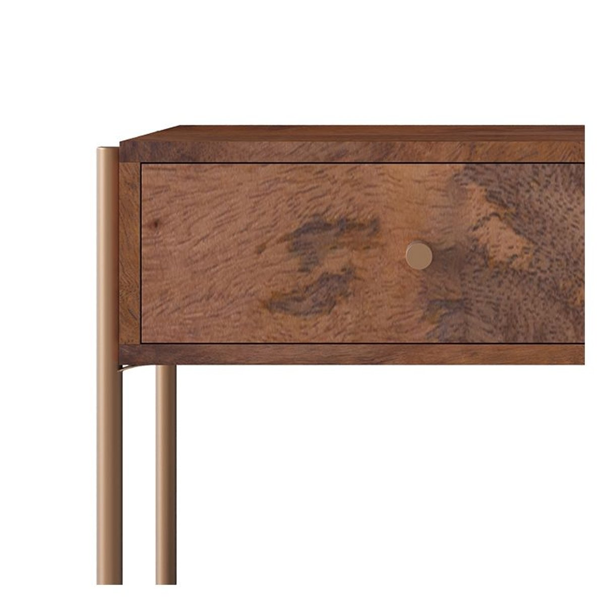 Table de chevet en bois de manguier et marbre - DOORI bois foncé et marbre vert, MAISON PAVANE