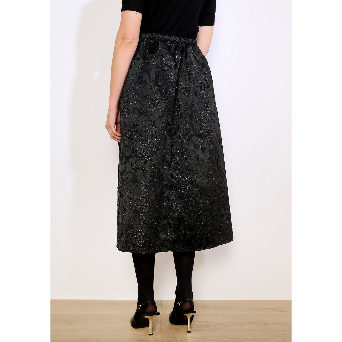 Jupe jacquard midi noir, LOLALIZA