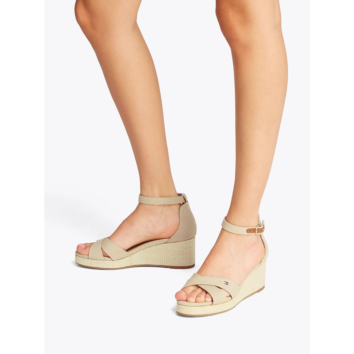 Sandales croisées compensées Flag beige, TOMMY HILFIGER