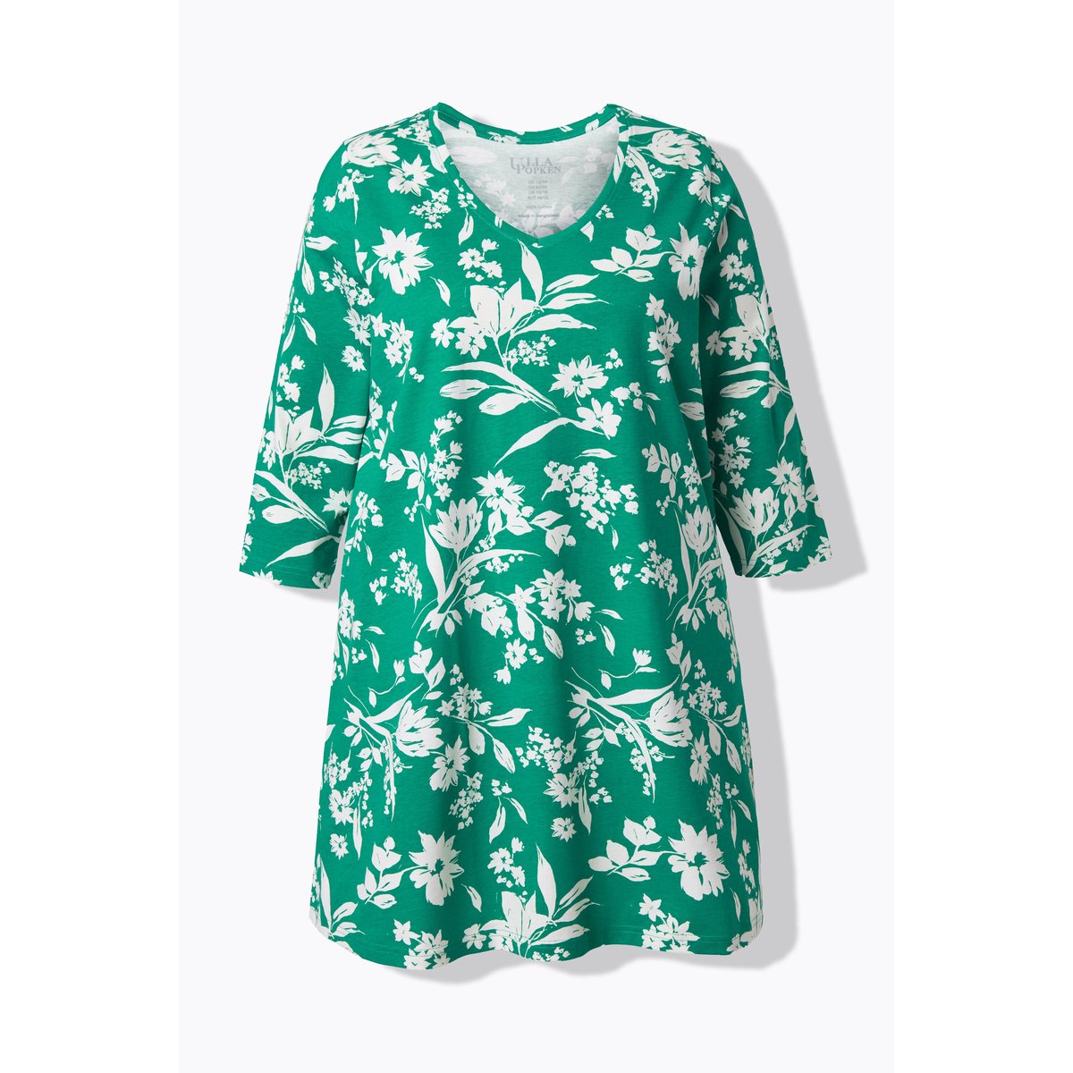 T-shirt motif à fleurs, coupe évasée vert d’été, ULLA POPKEN