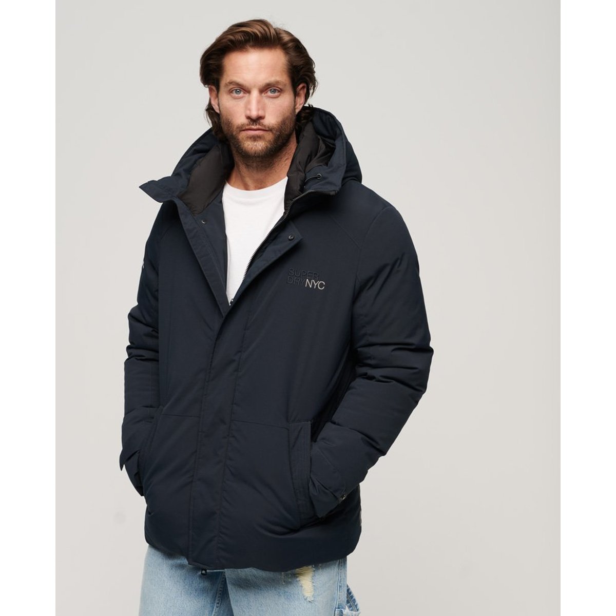 Parka matelassée à capuche City Wind bleu marine éclipse, SUPERDRY