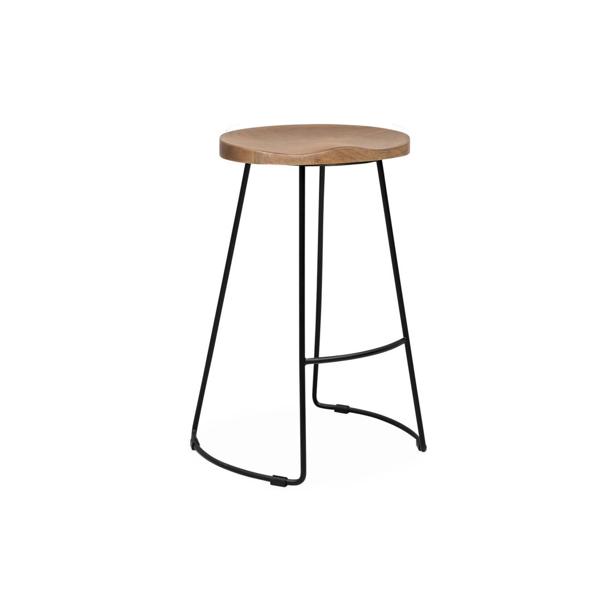 Tabouret de bar bois de manguier et acier 65cm avec repose pieds (lot de 4) JAYA naturel, SWEEEK