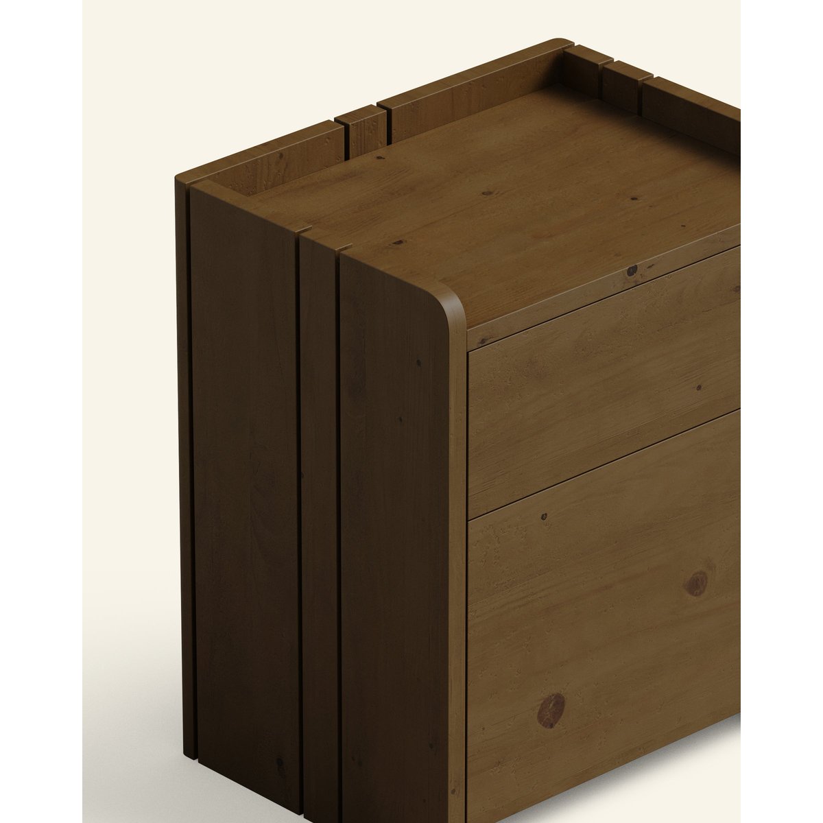 Table de chevet sapin massif deux tiroirs marron - CAROLE noyer, HANNUN