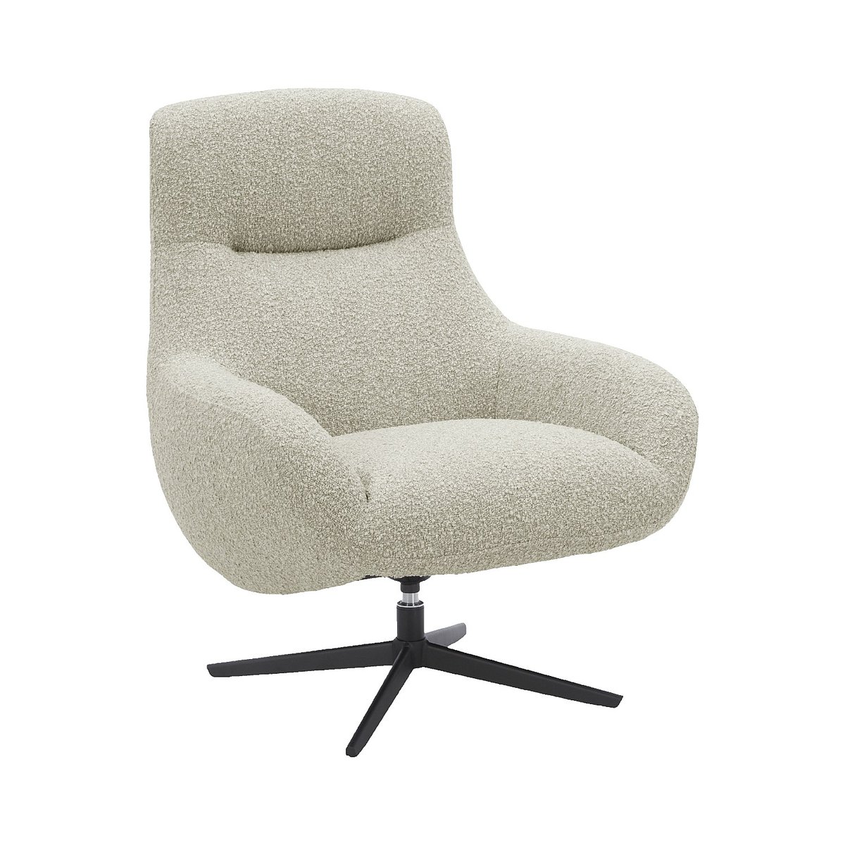 Fauteuil droit polyester MAEVE crème, HABITAT