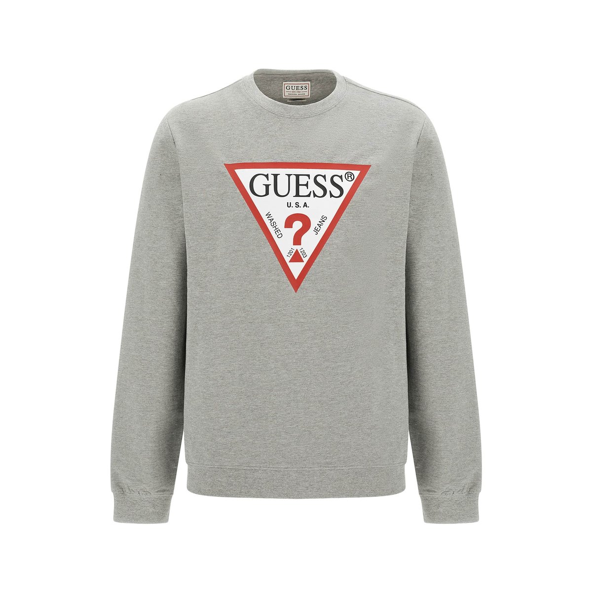 GUESS Sweat-shirt logo triangle gris clair, GUESS