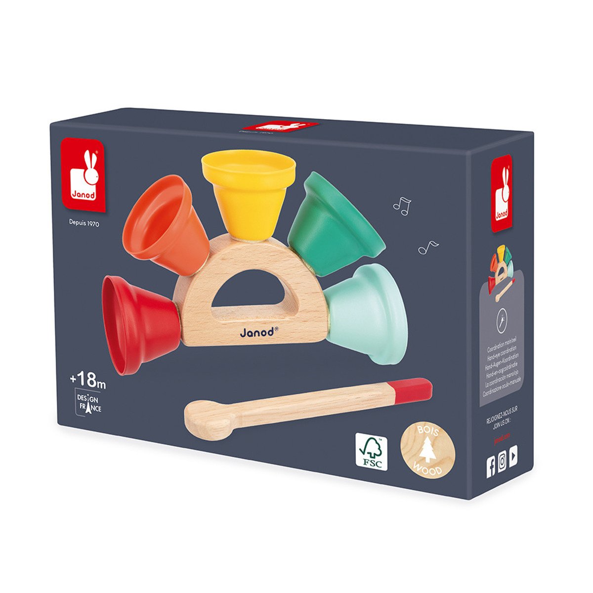 Intrument De Musique Enfant Clochettes En Métal multicolore, JANOD