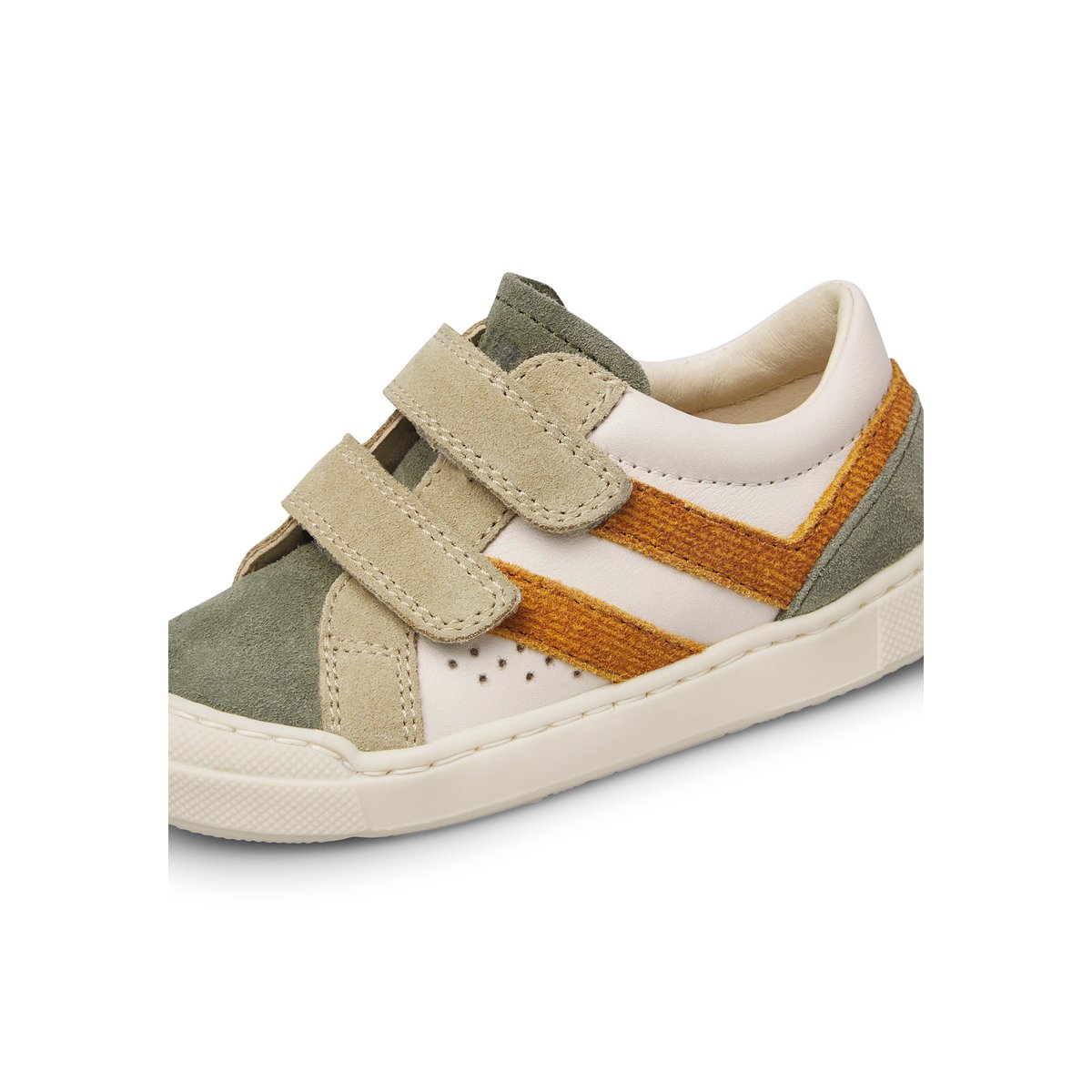 Baskets en cuir et en daim ZYLKA VL vert-blanc crème, NATURINO