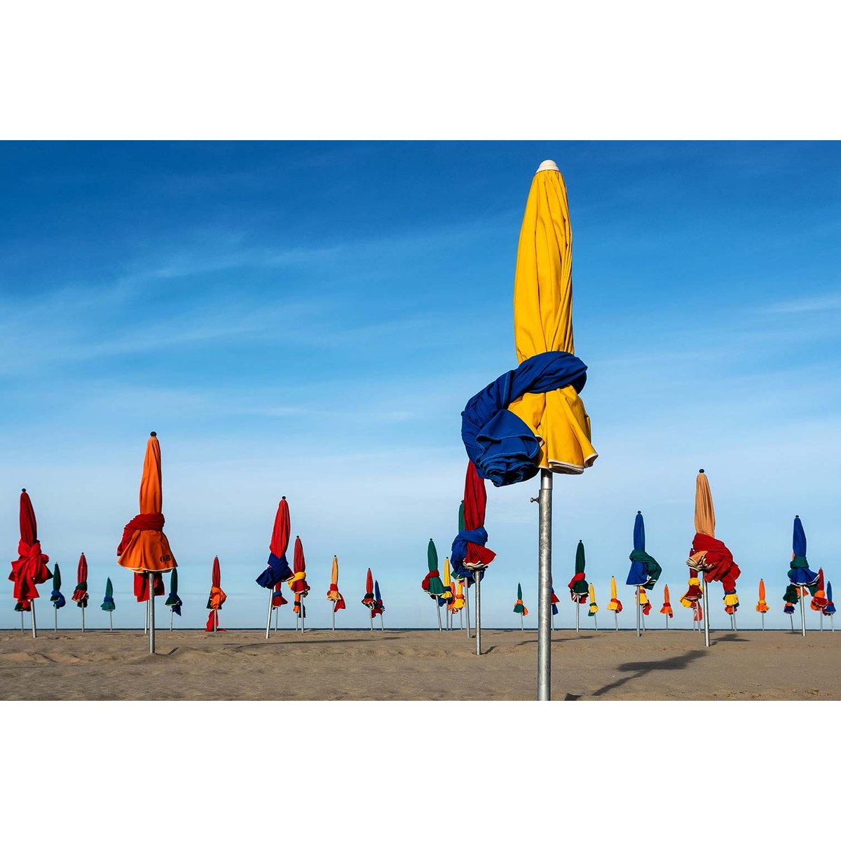 Tableau plage les parapluies de deauville tableau alu dibond, HEXOA
