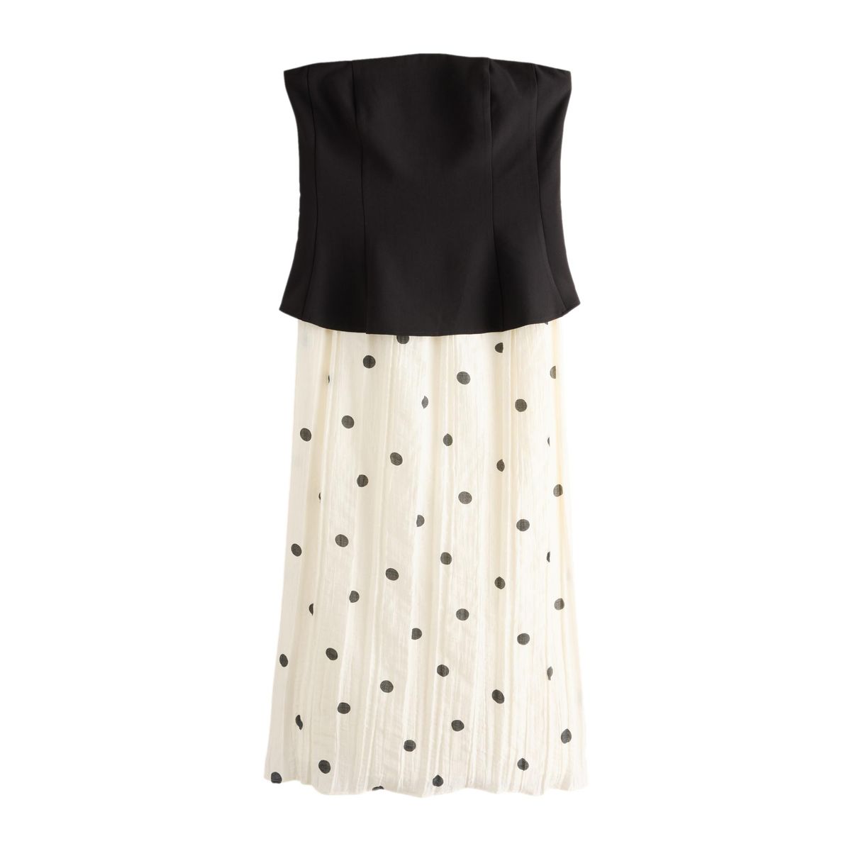 Robe longue d’occasion 2-en-1 bandeau pois noirs/écru, NEXT