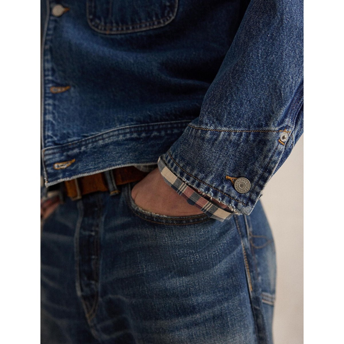 Veste en denim à col en velours côtelé bleu, POLO RALPH LAUREN