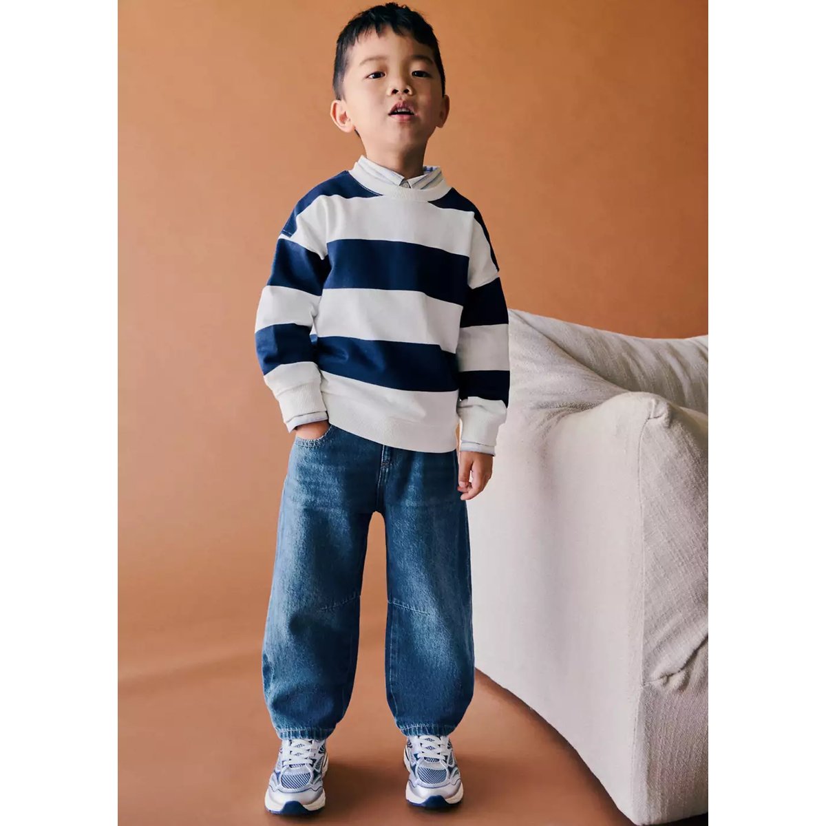 Jean balloon taille normale bleu moyen, MANGO BABY