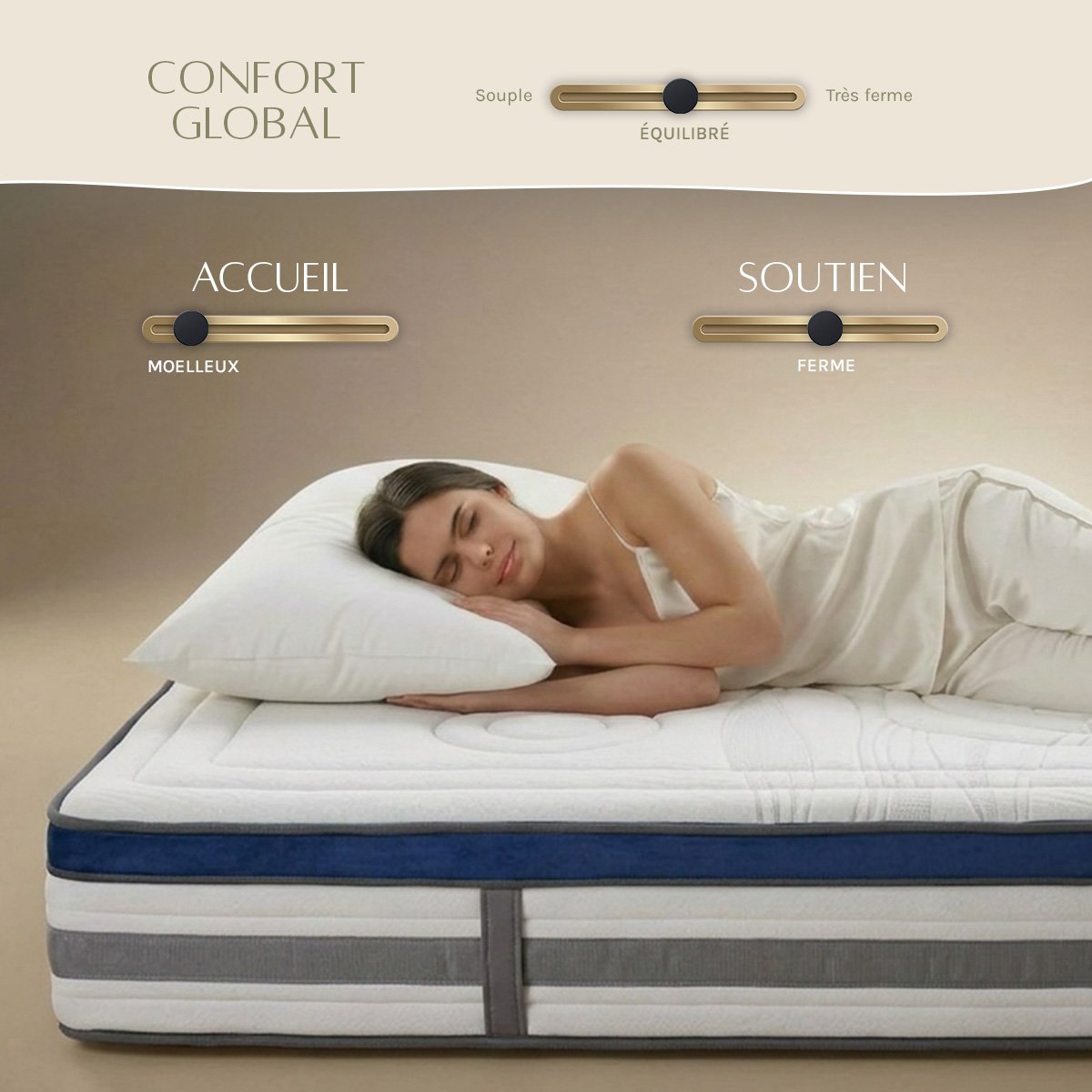 Ensemble literie QUINTESSENCE + accessoires blanc, MAISON AUBERTIN