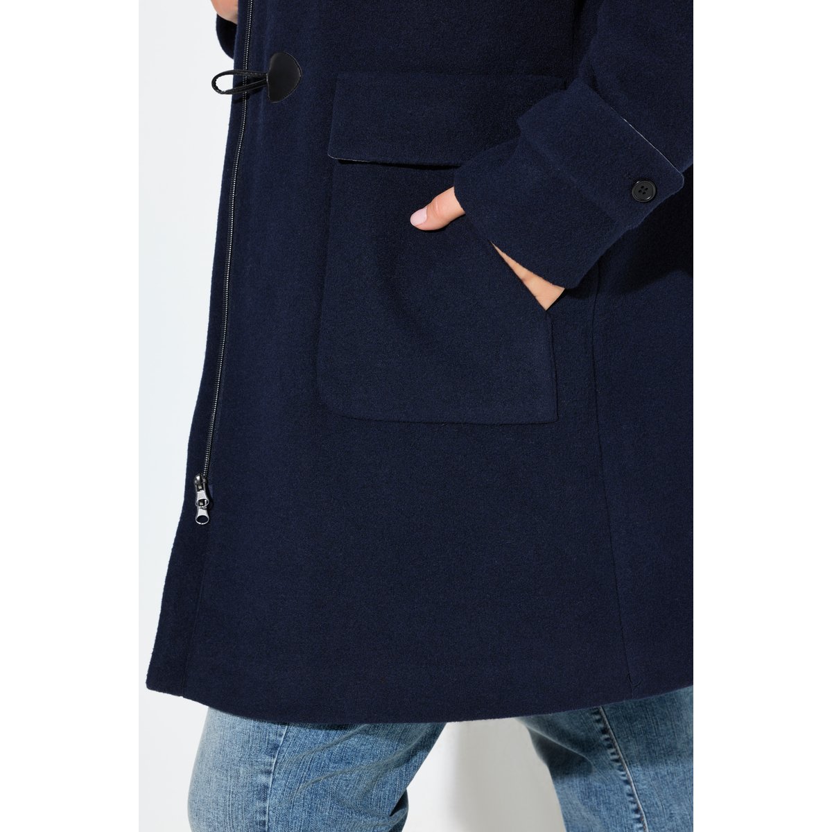 Duffle-coat en laine mélangée marine, ULLA POPKEN
