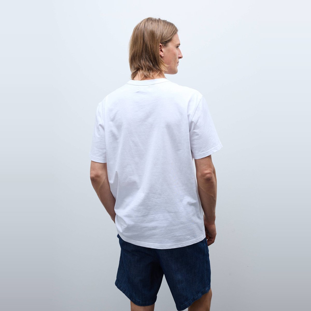 T-shirt manches courtes en coton slub BIO GOTS blanc, MONOPRIX