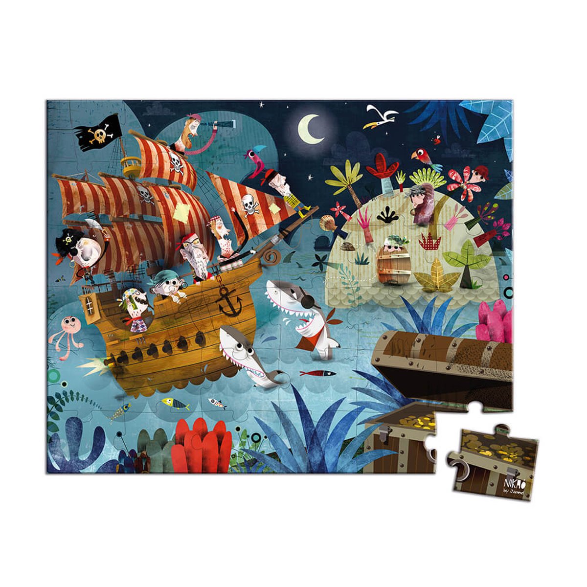 Puzzle Chasse au trésor 36 pcs marron, JANOD