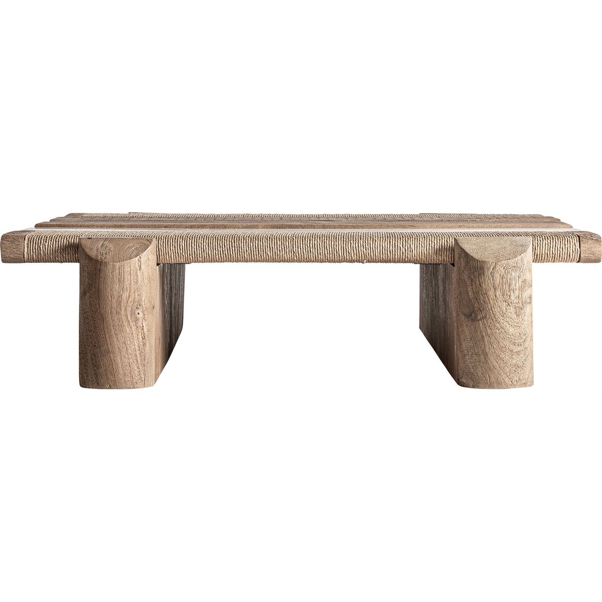 Table basse en manguier et verre vieilli marron clair finition vieillie, RECOLLECTION
