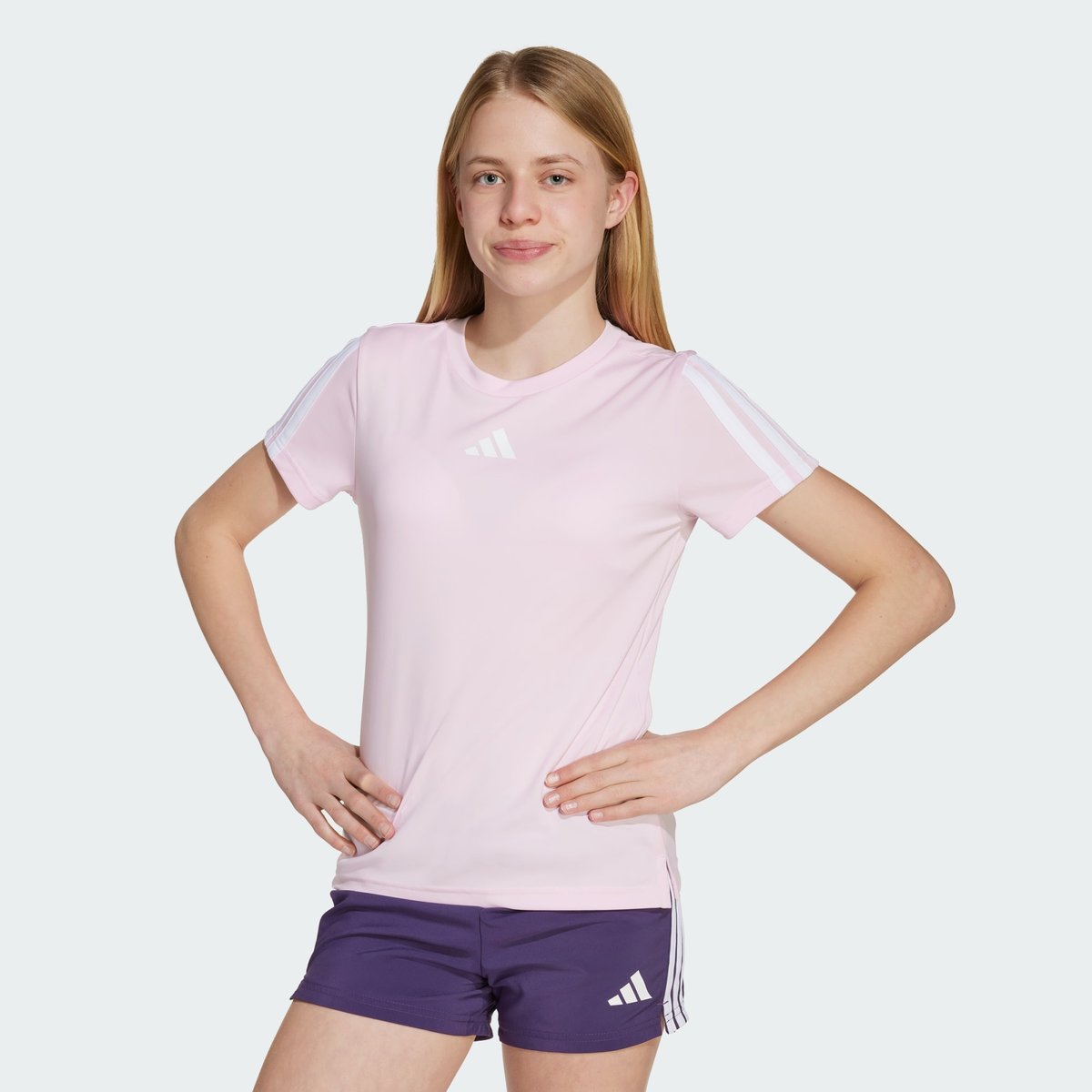 T-Shirt 3 Bandes Training Essentials Enfants T-Shirt 3 Bandes Training Essentials Enfants clear pink / white, ADIDAS SPORTSWEAR