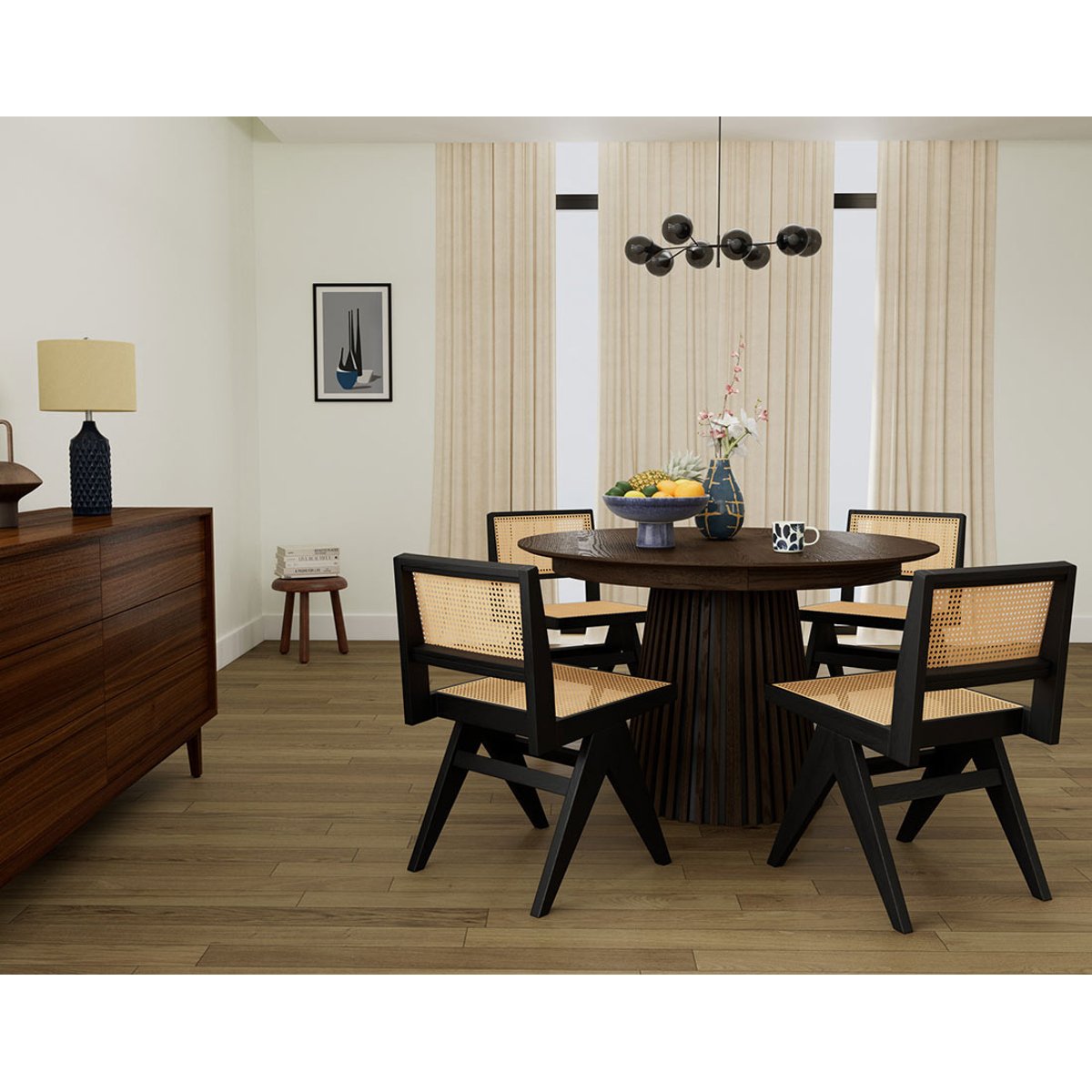 Table à manger ronde extensible bois 4-8pl, FREYA marron, BEST MOBILIER