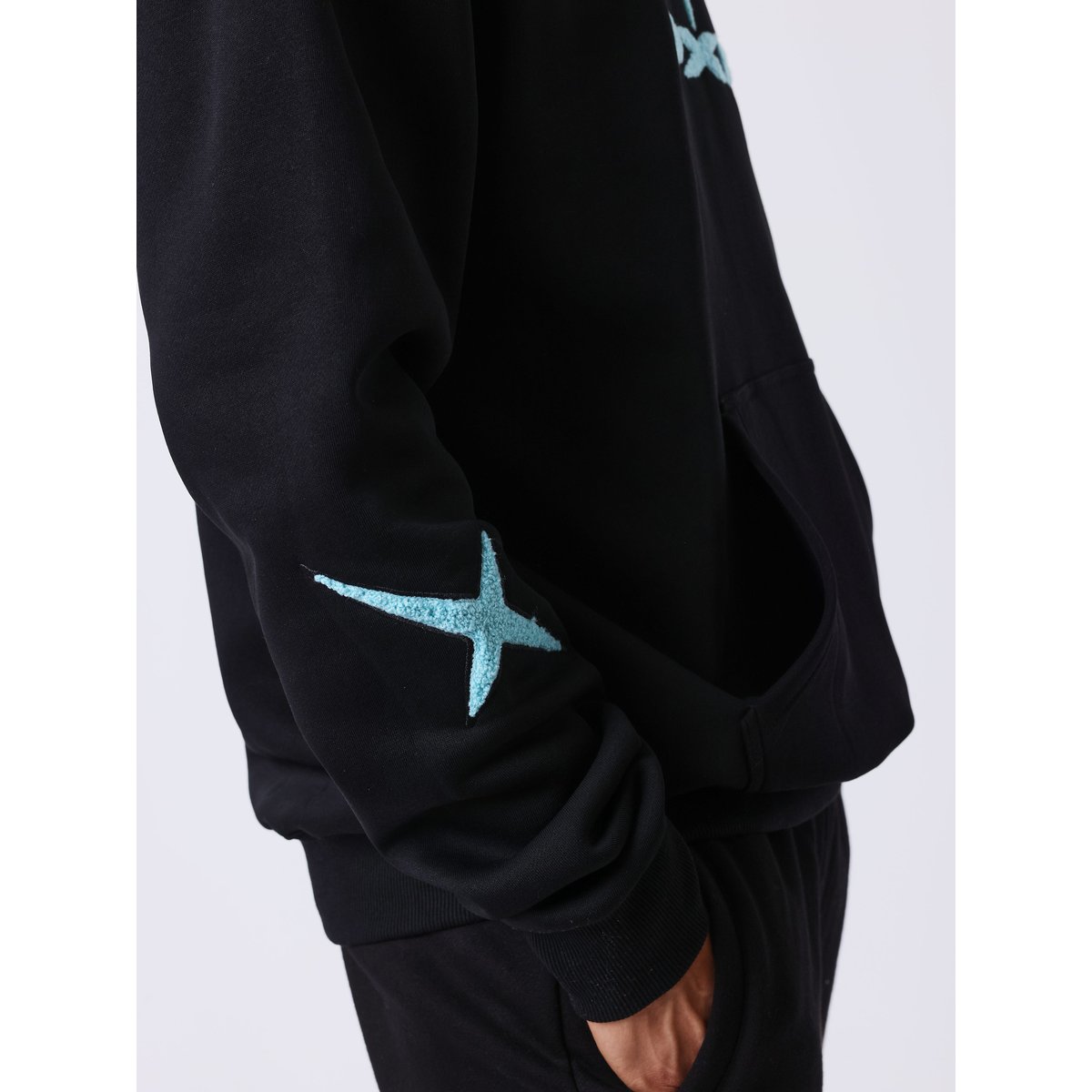 Sweat à capuche empiècements Tag noir, PROJECT X