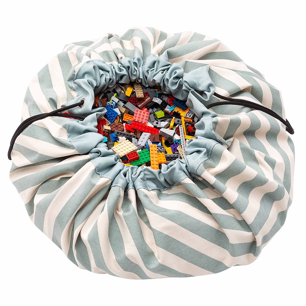 play&go - tapis de jeu & sac à jouets - stripes green ecru/vert, PLAY ET GO