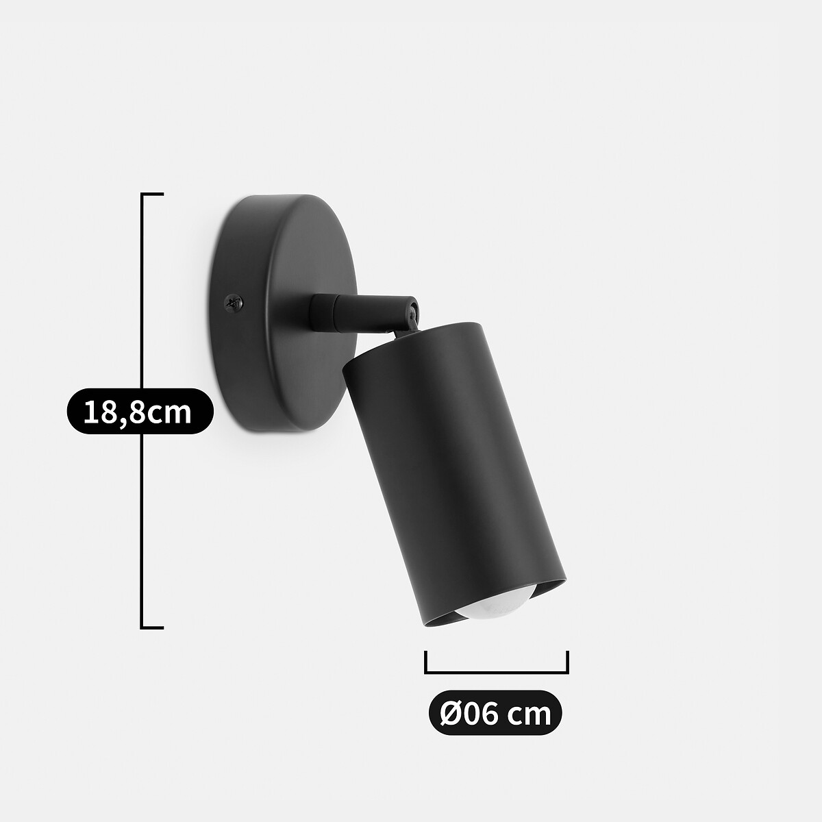 Projoto Metal Adjustable Wall Spotlight black, LA REDOUTE INTERIEURS