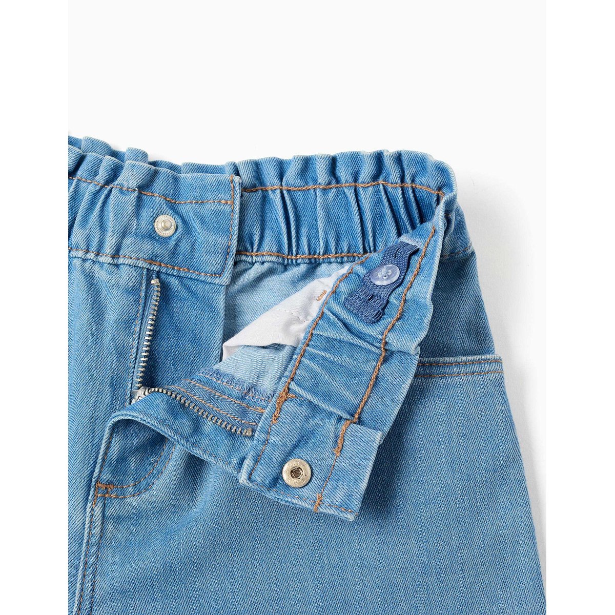 Short en jean avec taille paperbag bleu clair, ZIPPY